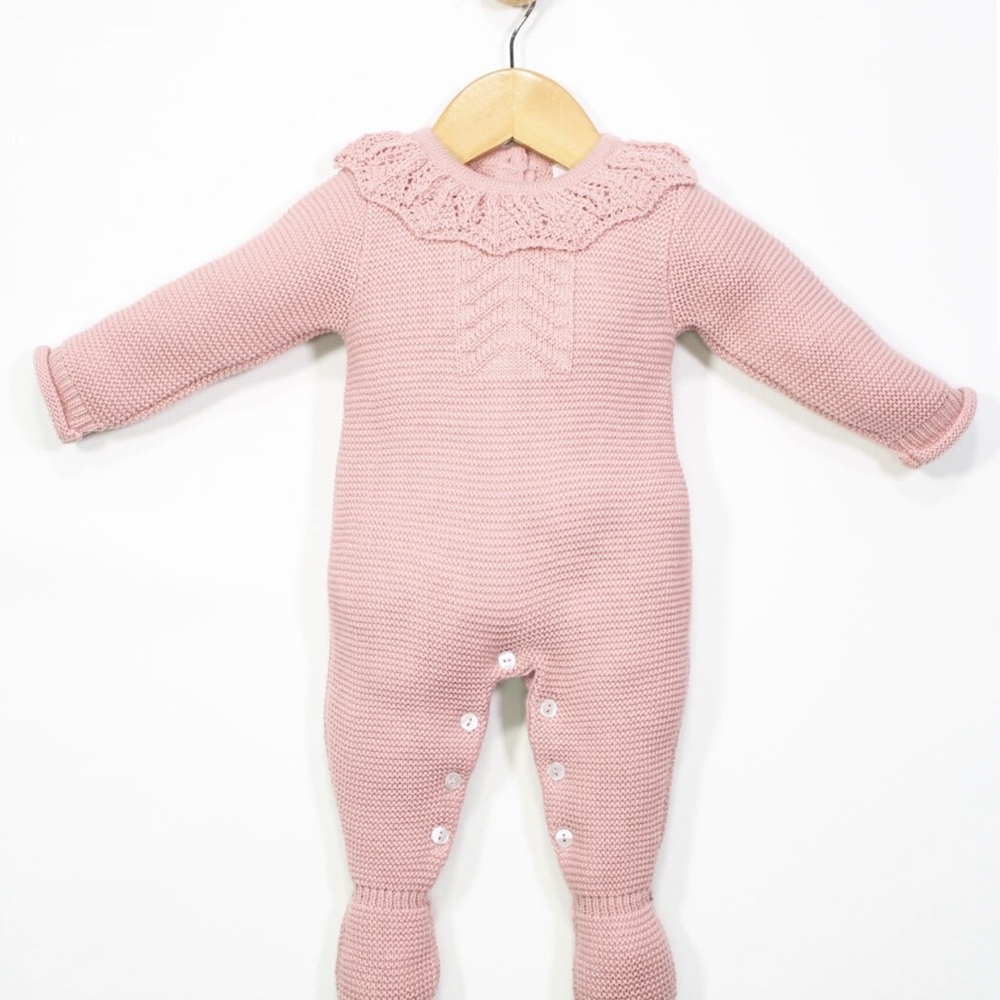 Pink Knit Baby Onesie